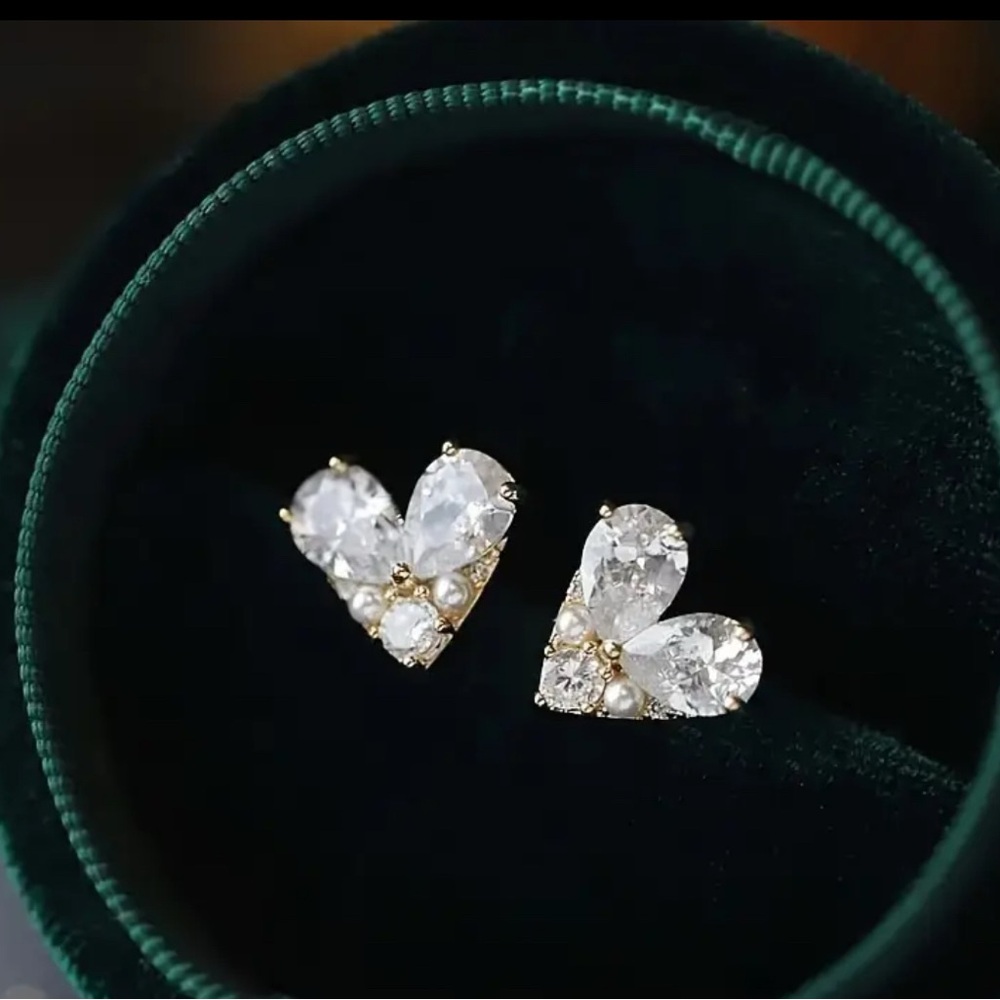 18k Gold plated and Silver Heart Earrings